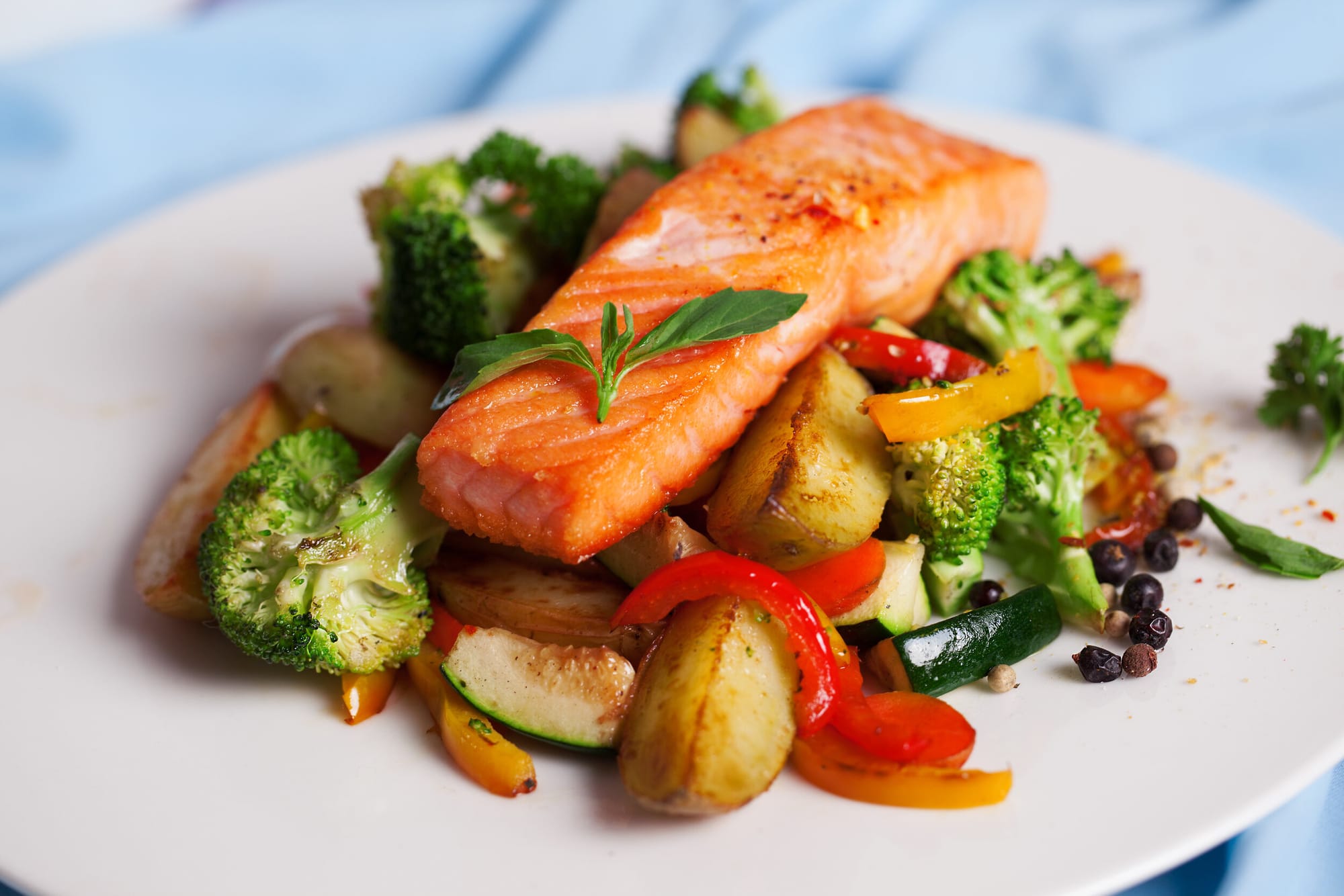 Baked Salmon with Roasted Vegetables Recipe