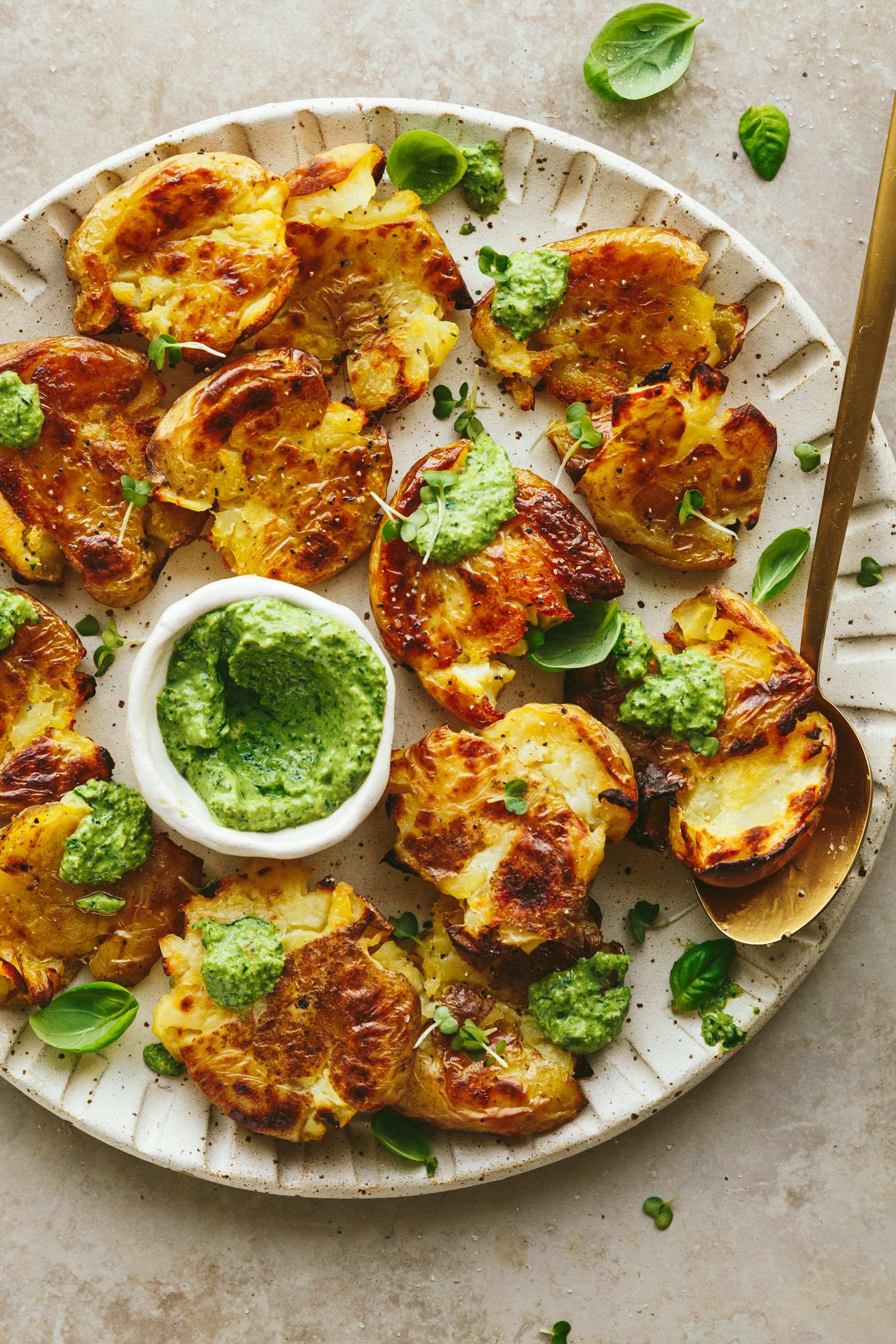 Crispy Smashed Potatoes with Herbs Recipe