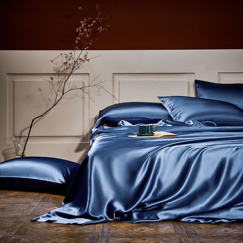 Bedroom bedding with luxury silk sheets