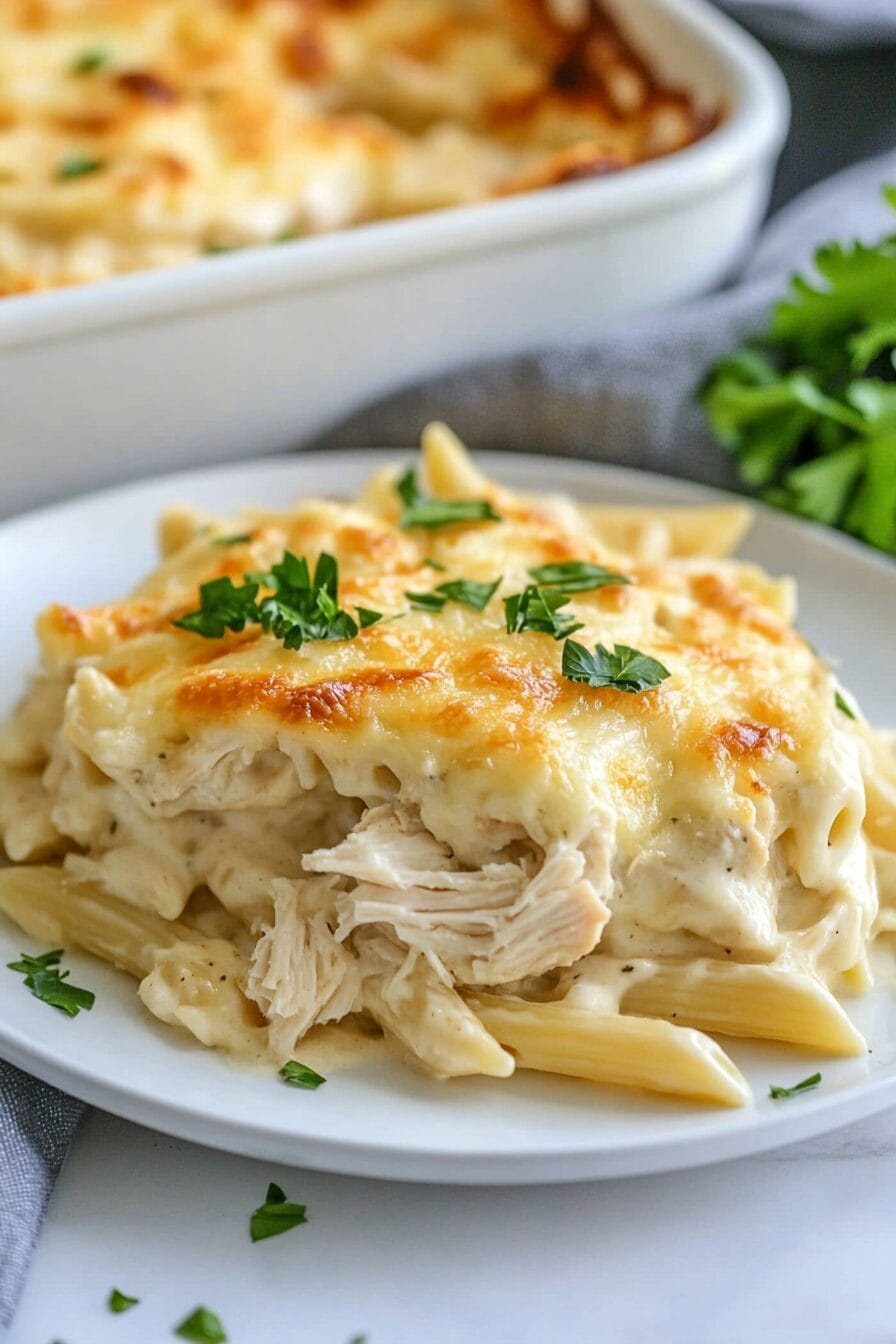 Dump and Bake Chicken Alfredo Recipe