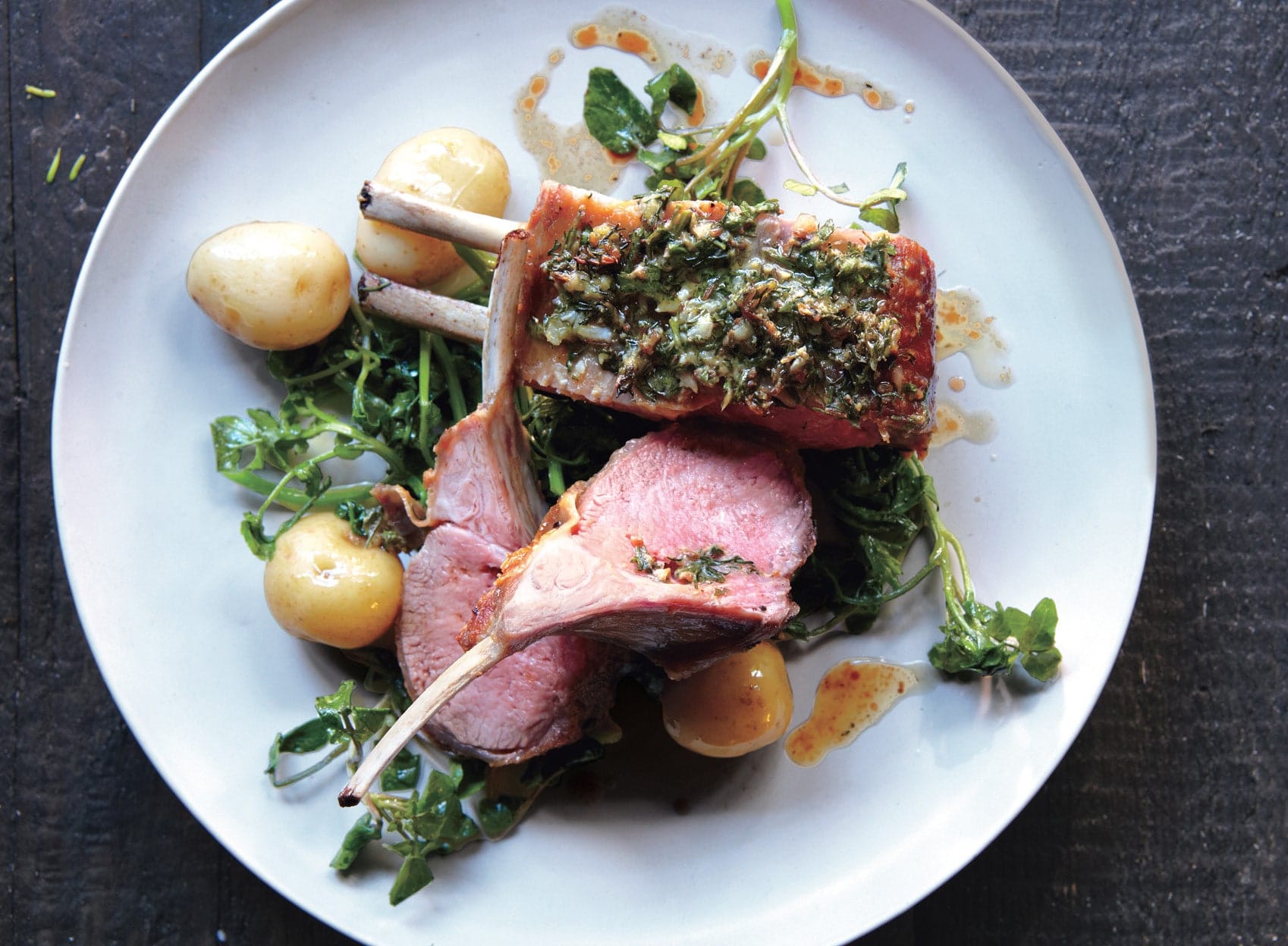 Herb-Crusted Rack of Lamb with Mediterranean Vegetables Recipe