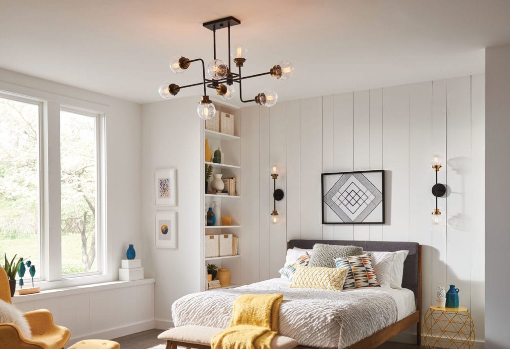 Bedroom lighting with modern sconces
