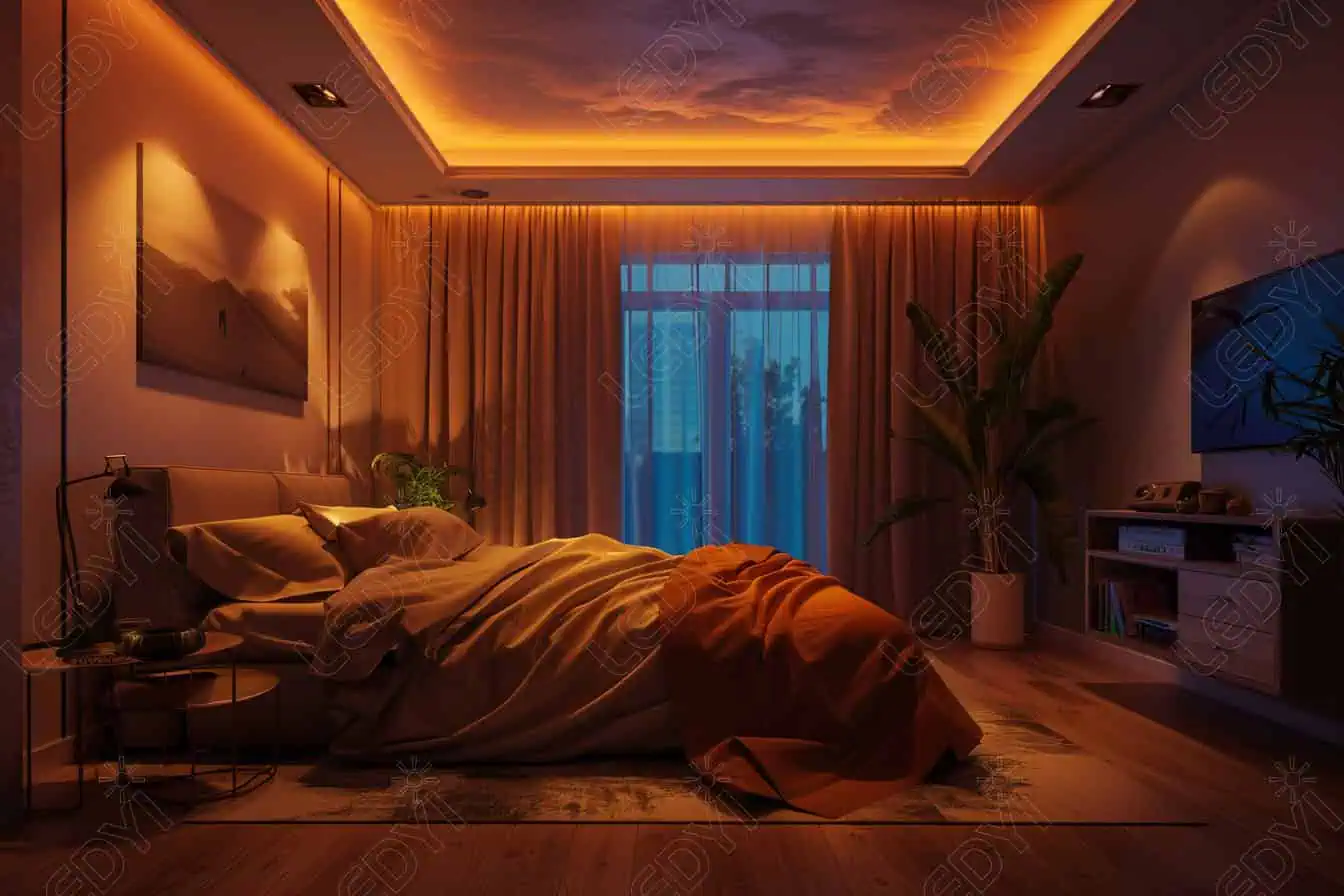 Bedroom lighting with hidden LED strips