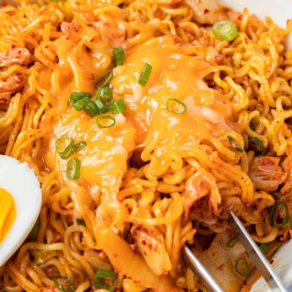 Cheesy Kimchi Ramen Noodles