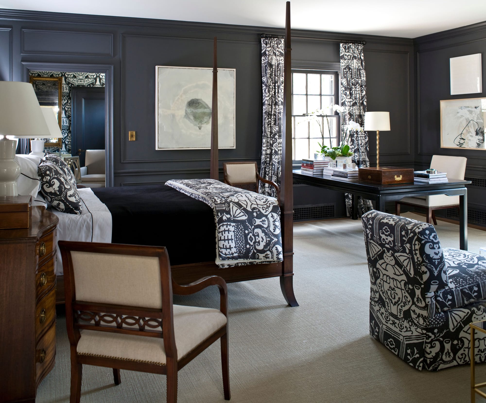 Large bedroom with home office setup