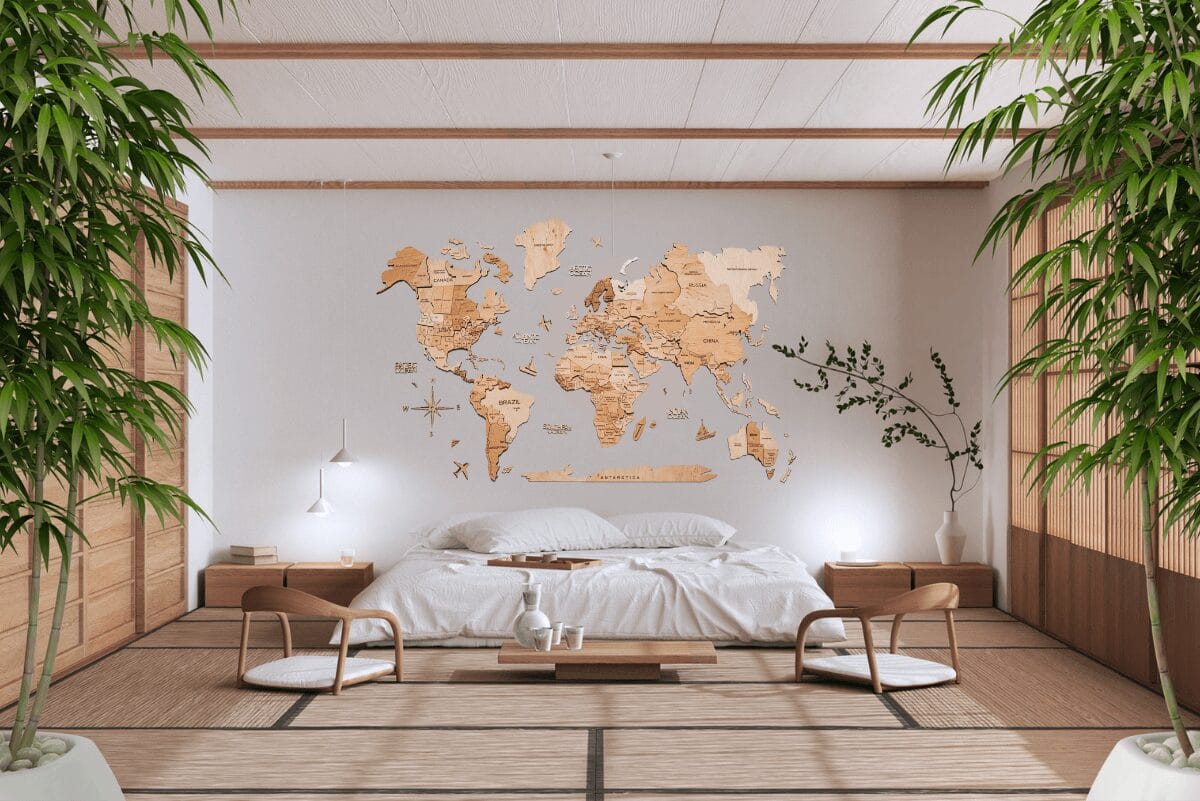 Design a master bedroom with a nature connection