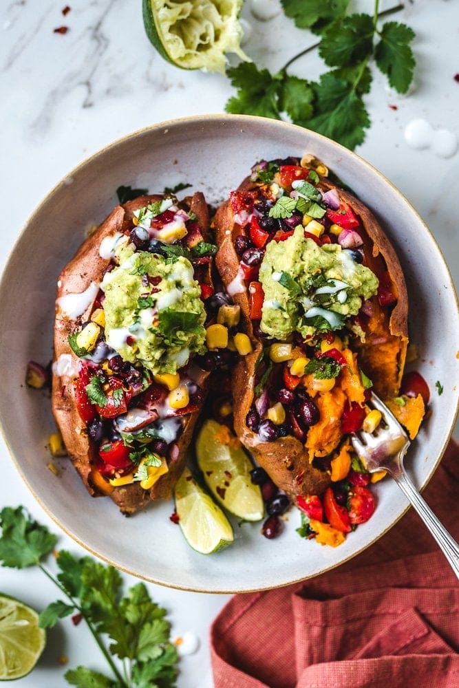 Baked Sweet Potato with Black Bean Filling Recipe