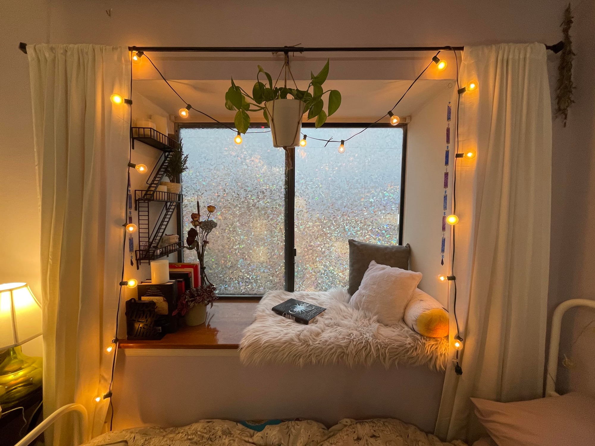 Cozy bedroom with window seat nook