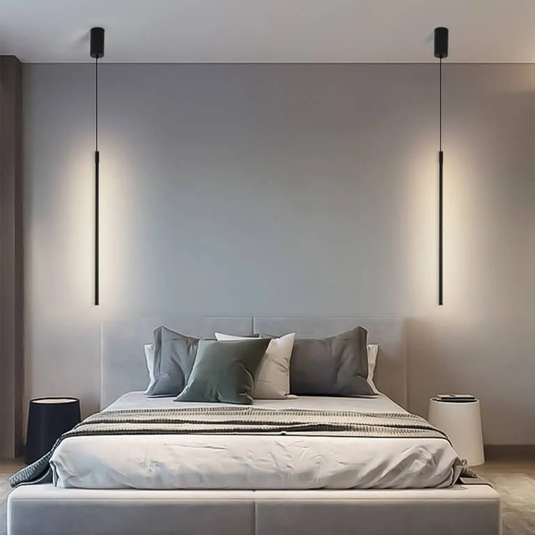 Bedroom lighting with bedside pendants