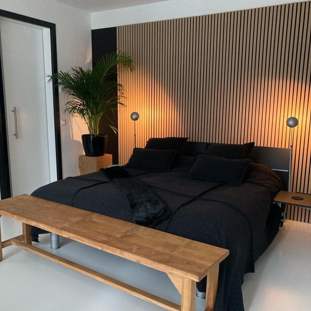 Bedroom wall with acoustic panels