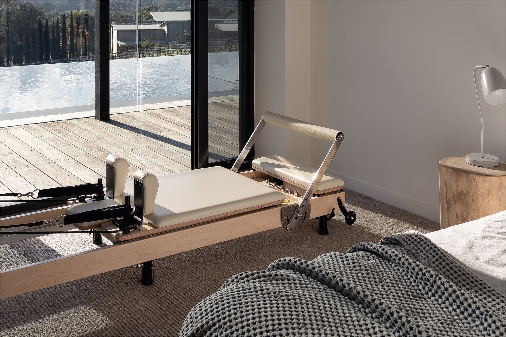 Large bedroom with pilates equipment