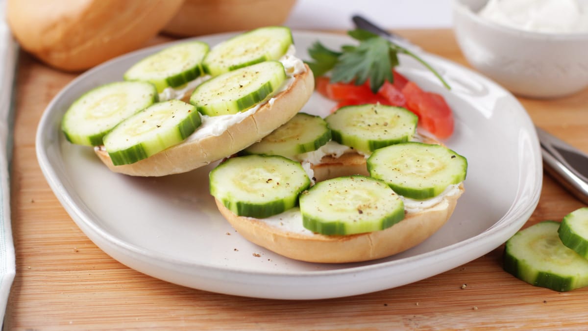 Cream Cheese Bagel with Cucumber