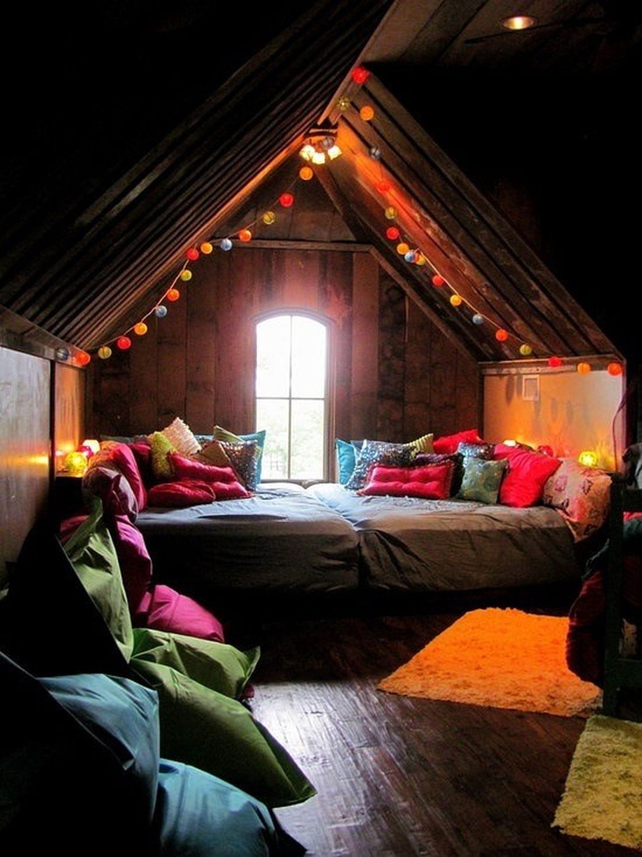 Cozy bedroom with lantern lighting