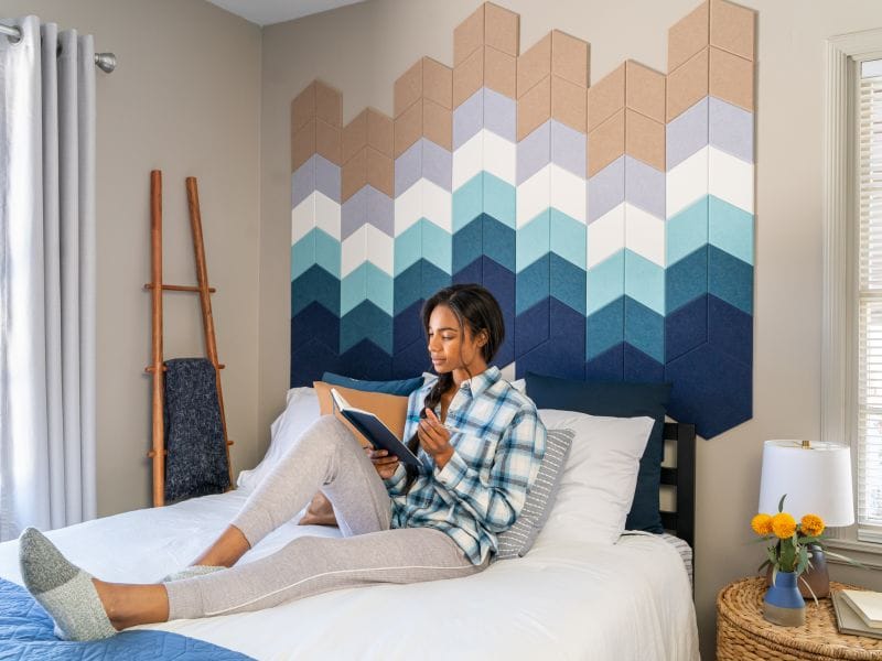 Bedroom wall with felt tile design
