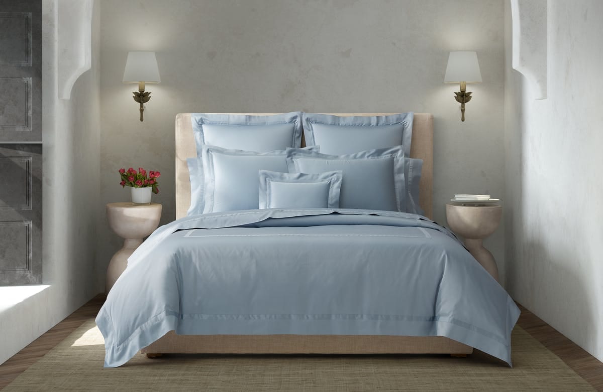 Bedroom bedding with euro pillow setup