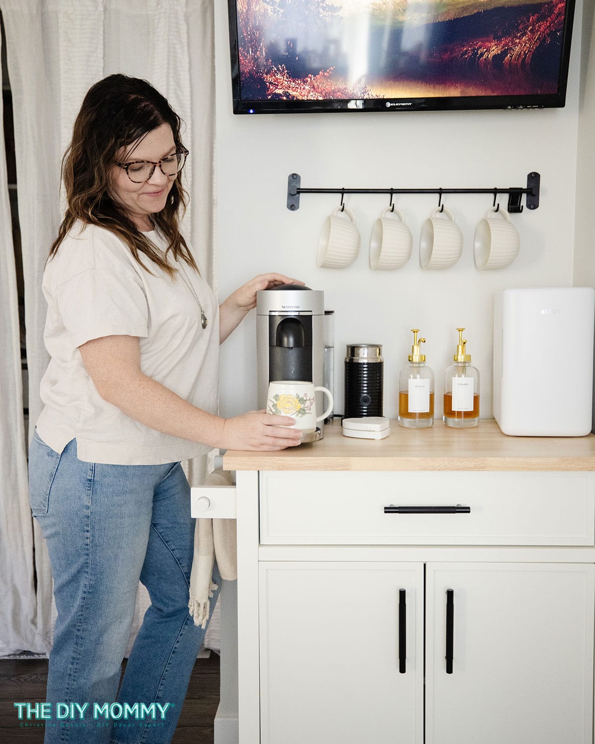 Cozy bedroom with tea station setup
