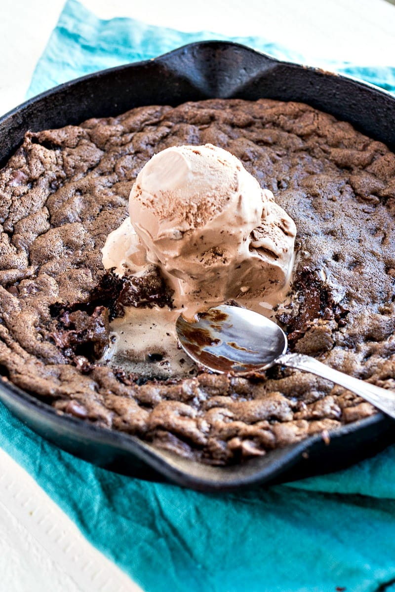 Triple Chocolate Chunk Skillet Cookie Recipe