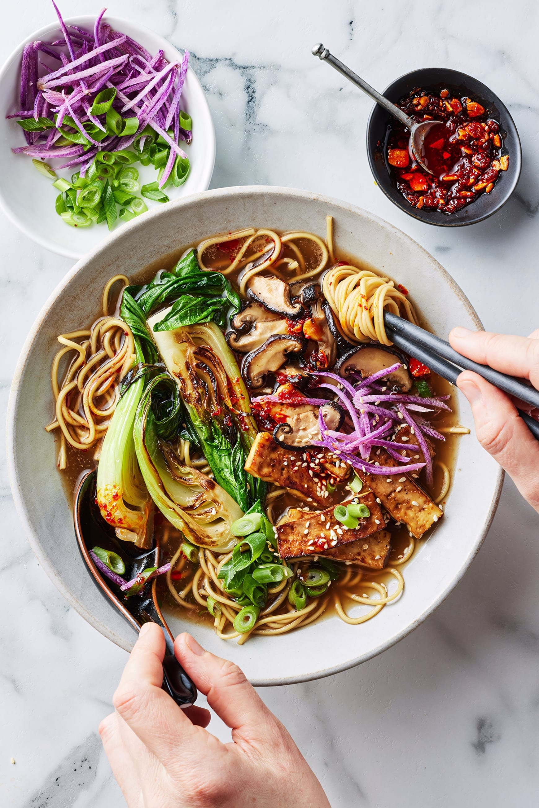Spicy Beetroot and Pak Choy Ramen Noodles