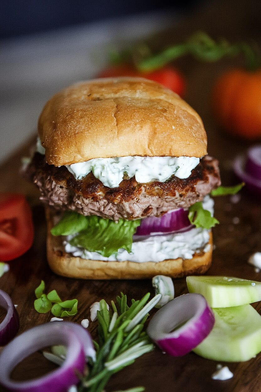 Greek Lamb Burger with Tzatziki