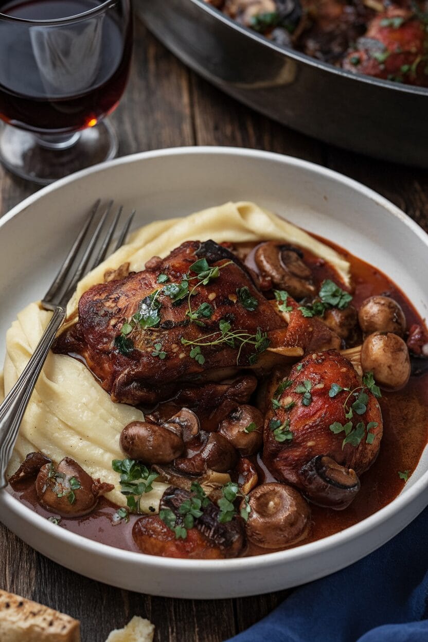 Classic Coq Au Vin (Chicken in Red Wine)