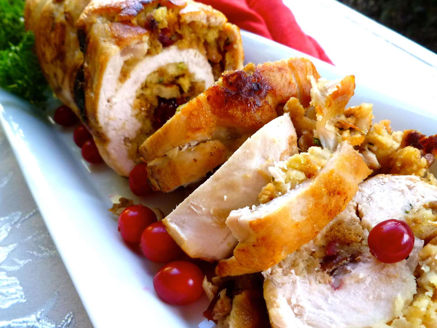 Rolled Turkey Breast with Cranberry Stuffing