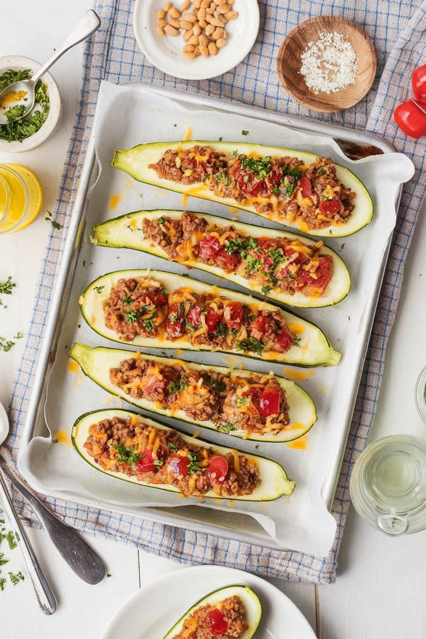 Cheesy Stuffed Zucchini Boats