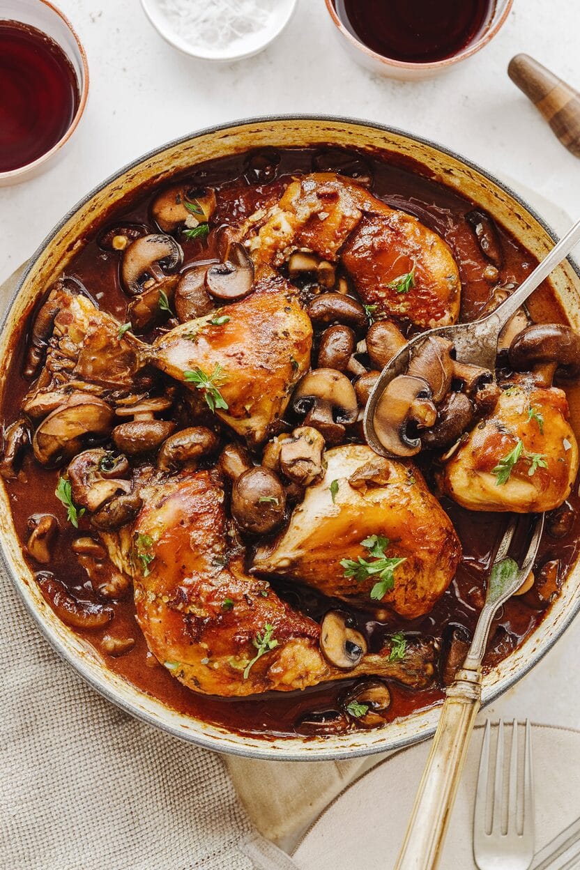 Classic Coq Au Vin (Chicken in Red Wine)