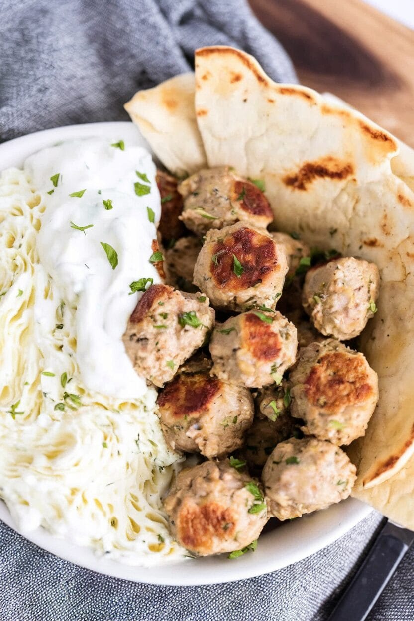 Greek Turkey Meatballs with Tzatziki