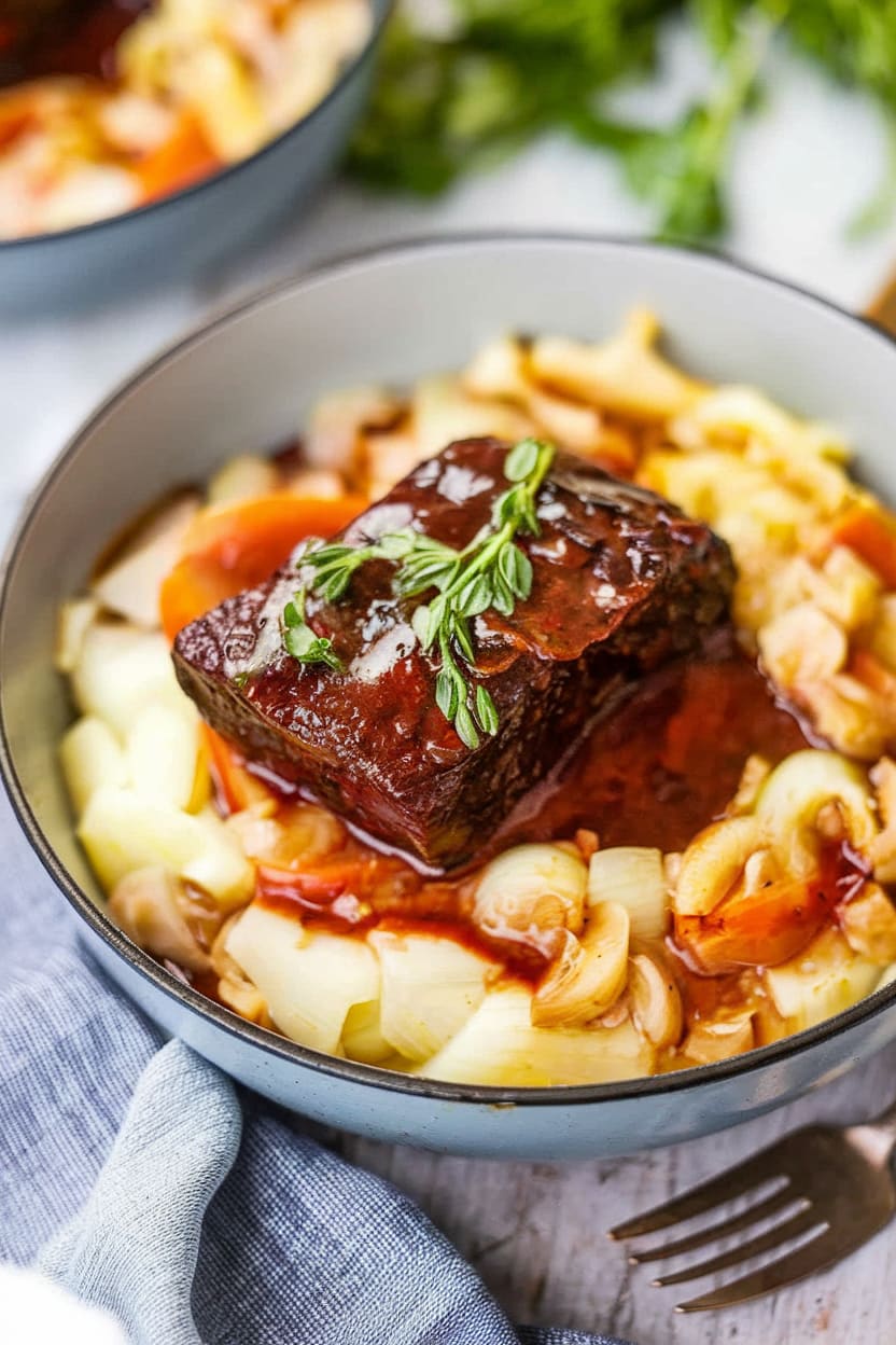 Red Wine Braised Short Ribs in Dutch Oven