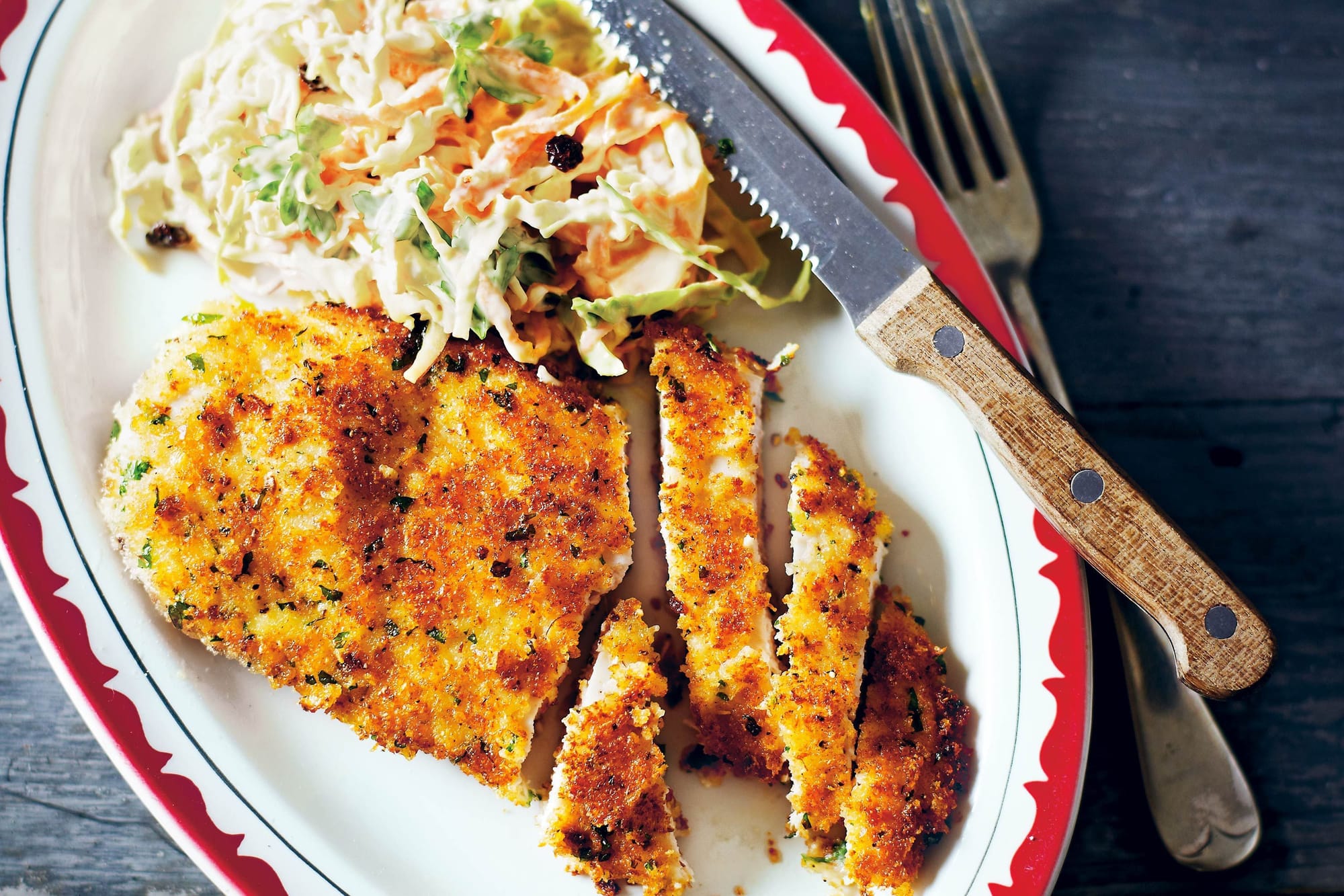 Chicken Schnitzel with Coleslaw Recipe