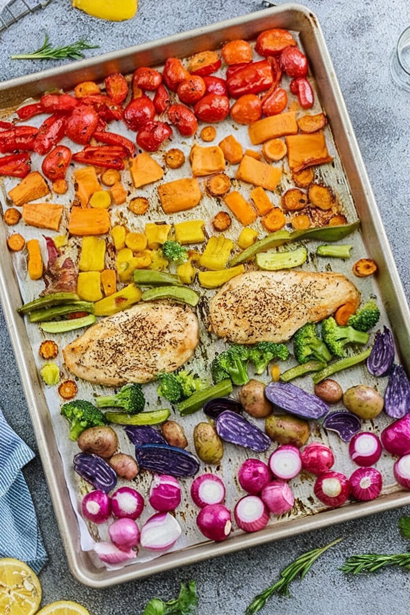 Sheet Pan Chicken and Rainbow Vegetables