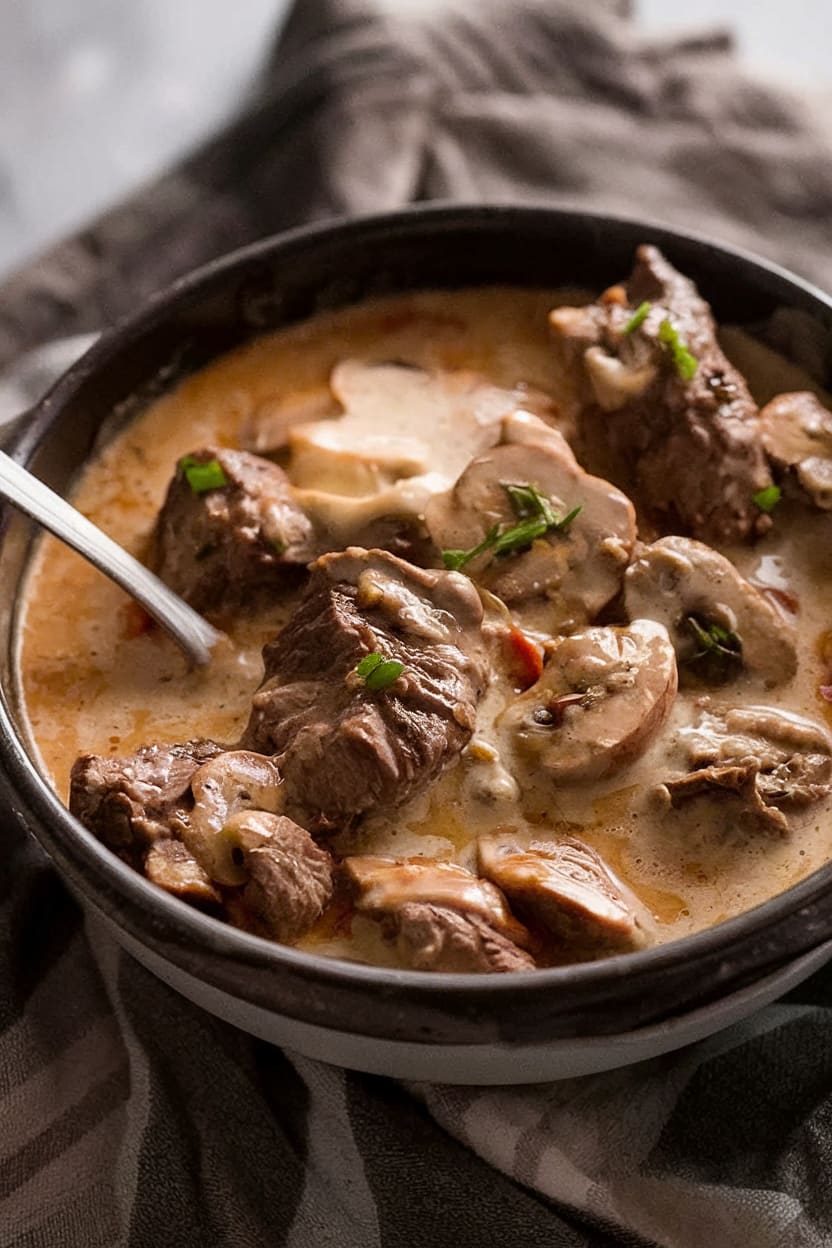 Slow Cooker Beef Stroganoff