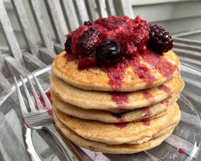 Whole Grain Pancakes with Fruit Compote