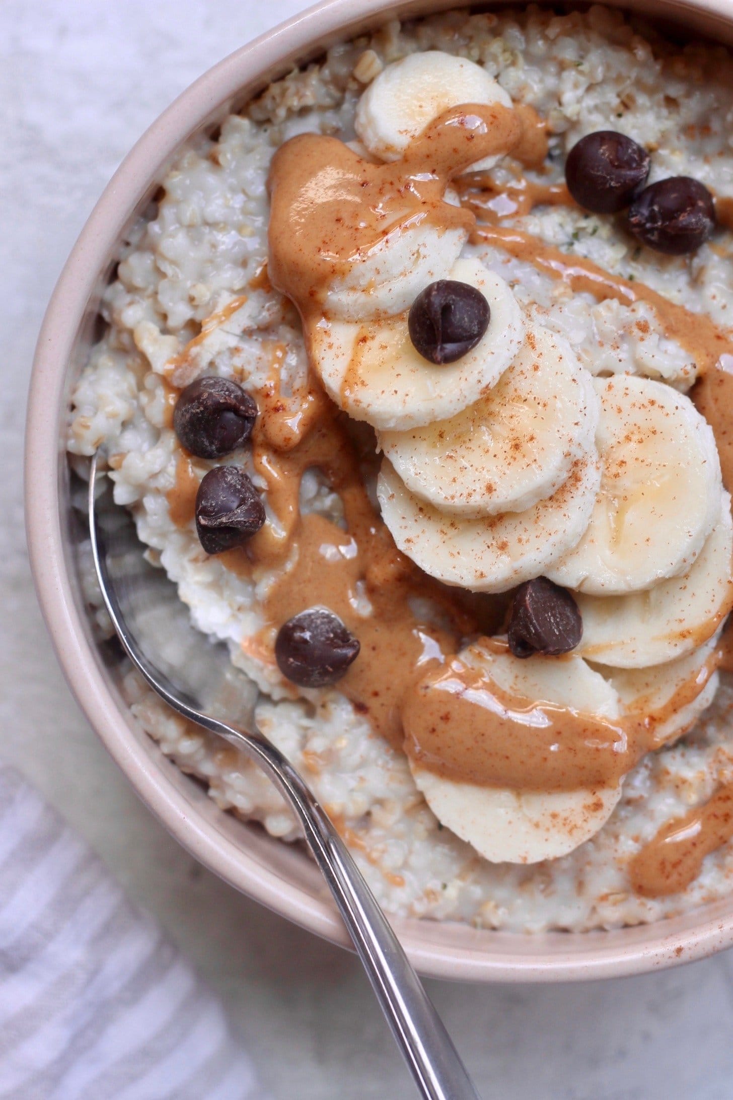 Overnight Steel-Cut Oats with Almond Butter and Banana