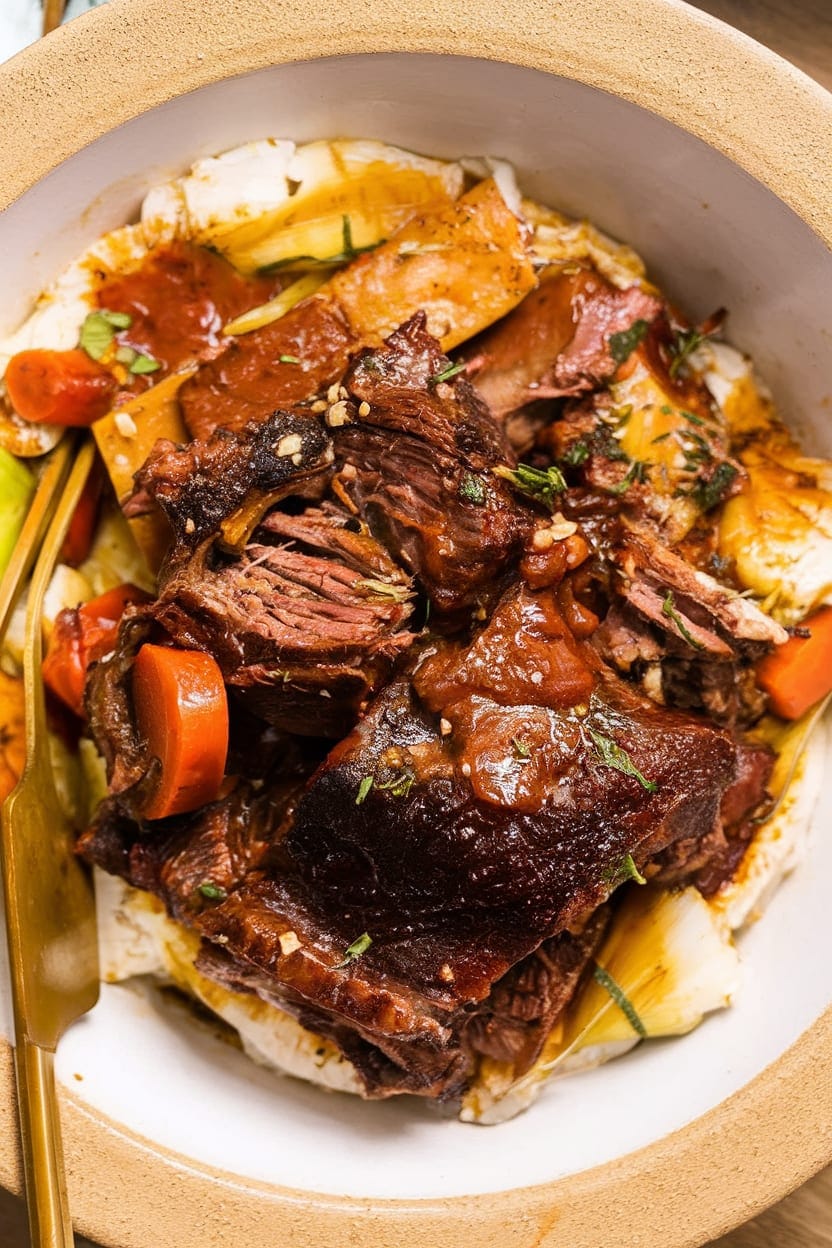 Red Wine Braised Short Ribs in Dutch Oven