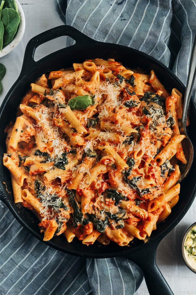 Creamy Tomato Spinach Pasta
