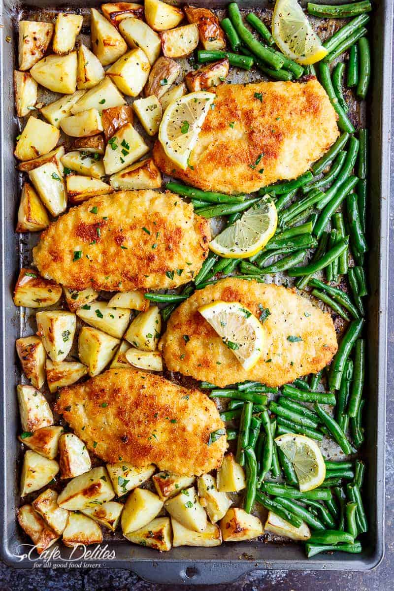One-Pan Lemon Parmesan Chicken and Green Beans Recipe