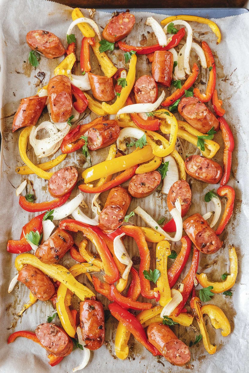 Sheet Pan Sausage and Peppers