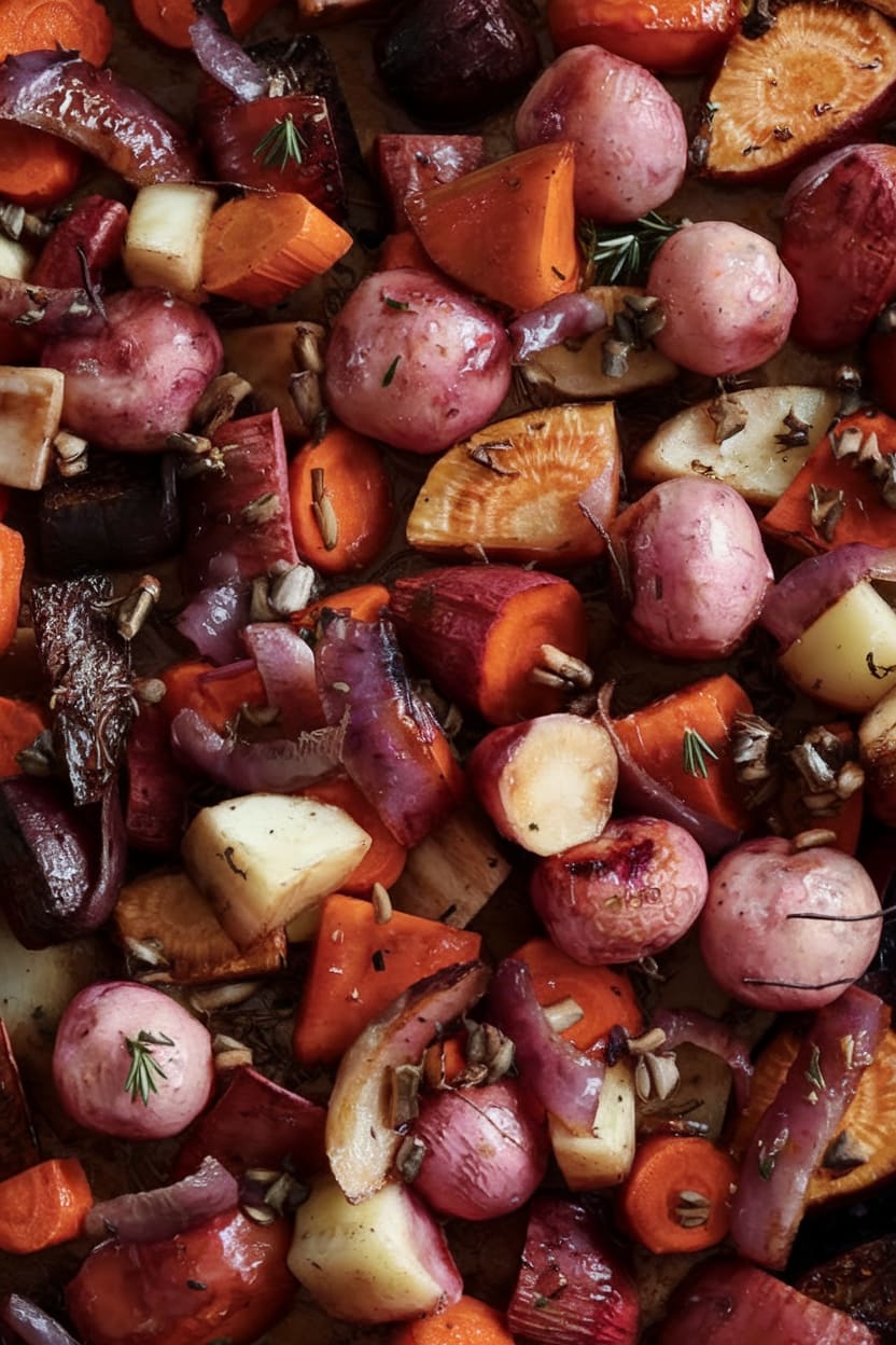 Maple Glazed Roasted Root Vegetables