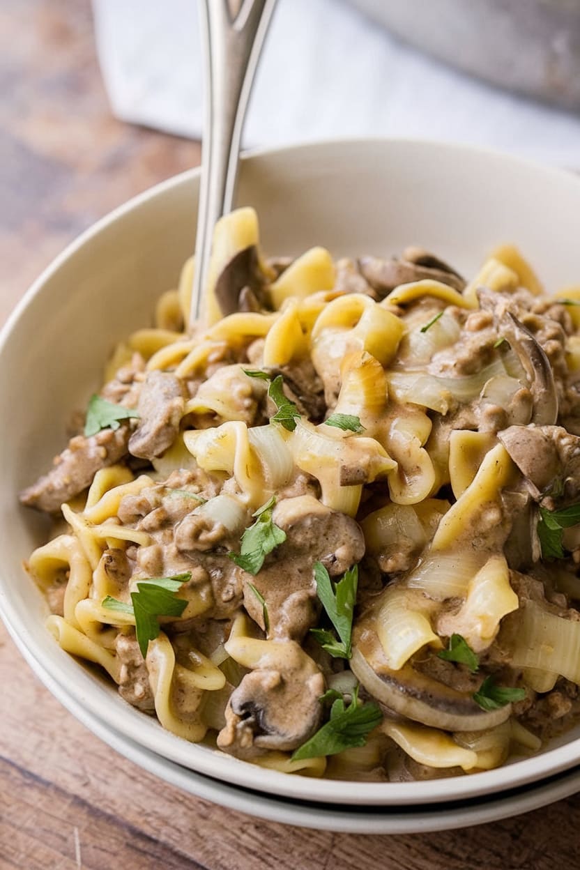 30 Minute Skillet Ground Beef Stroganoff