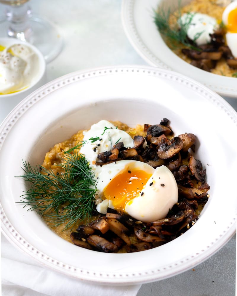 Savory Oatmeal with Poached Egg and Mushrooms