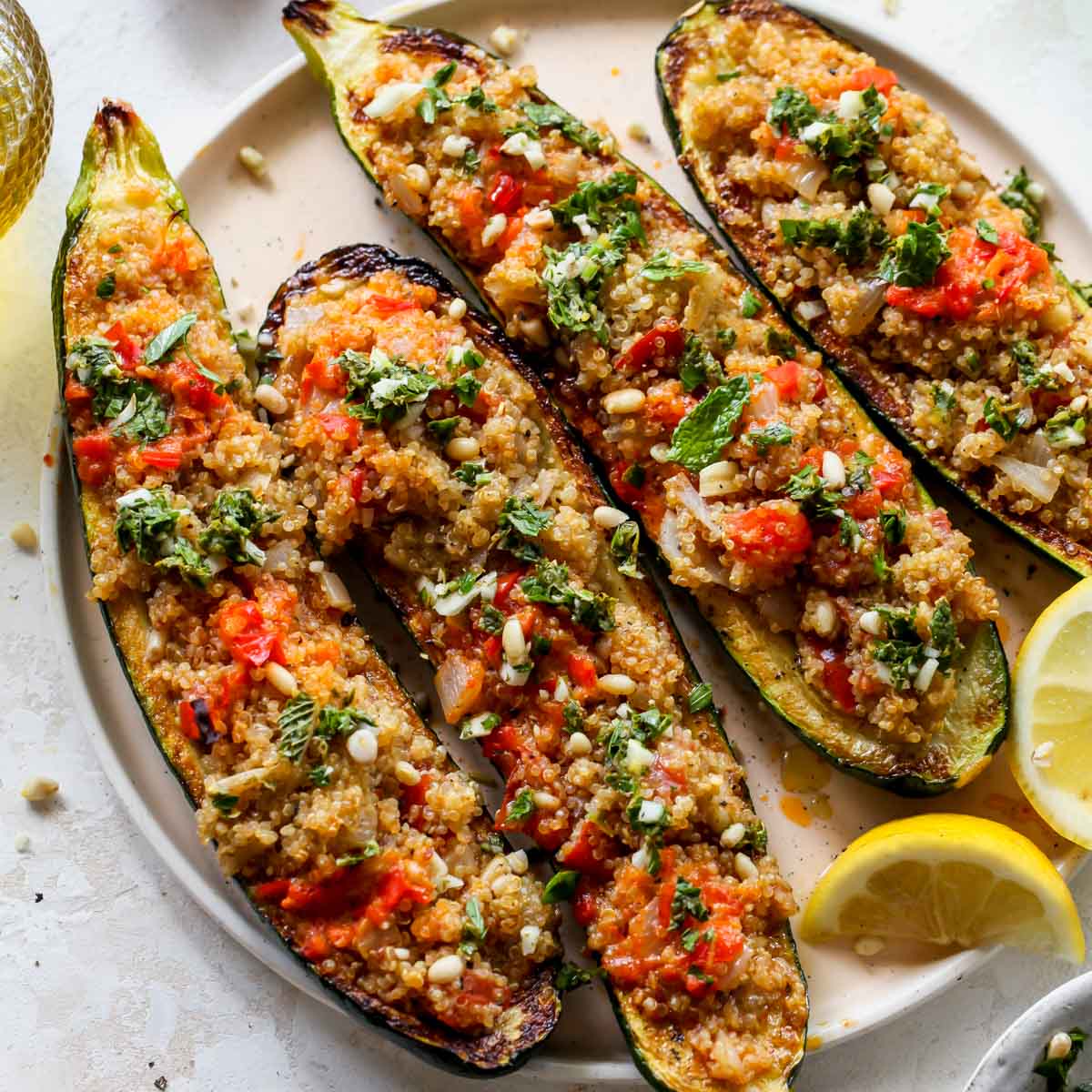Beef and Quinoa Stuffed Zucchini Recipe