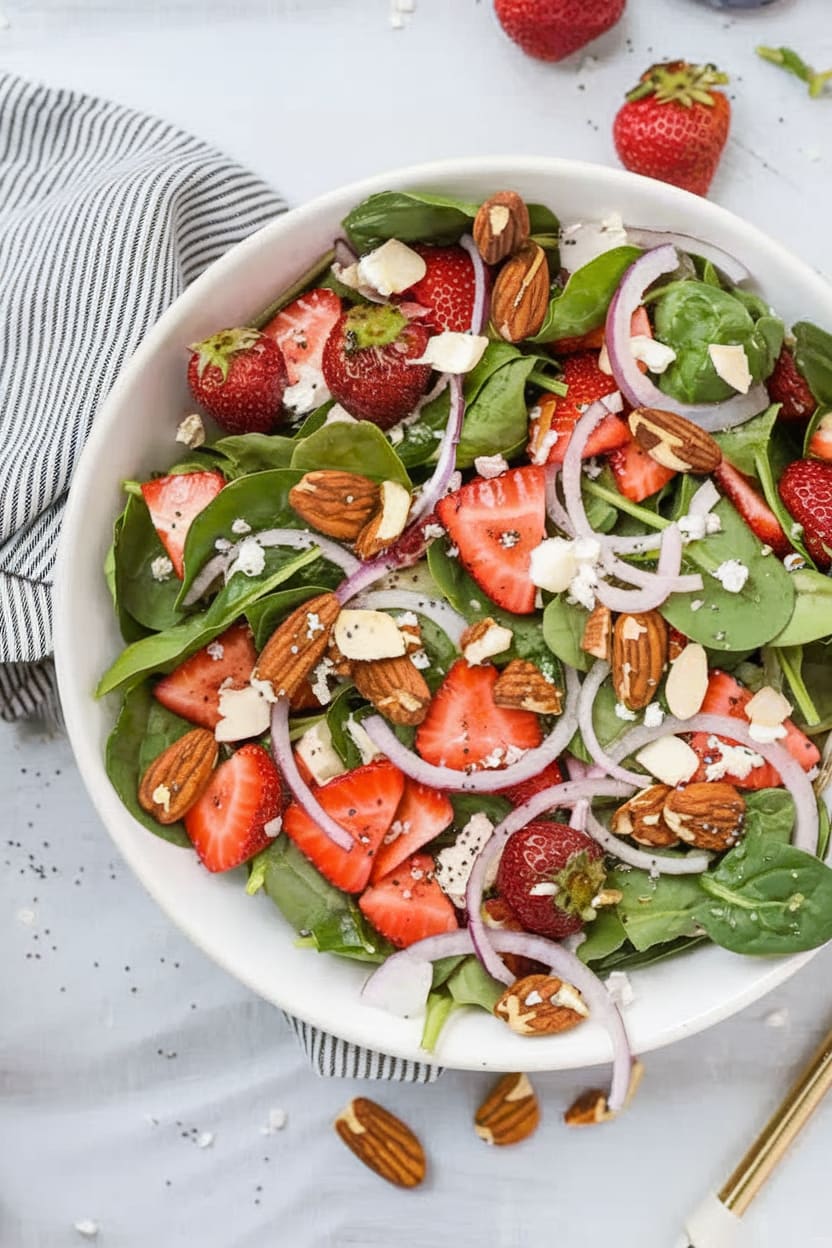 Spinach Strawberry Salad with Balsamic Poppy Seed Dressing