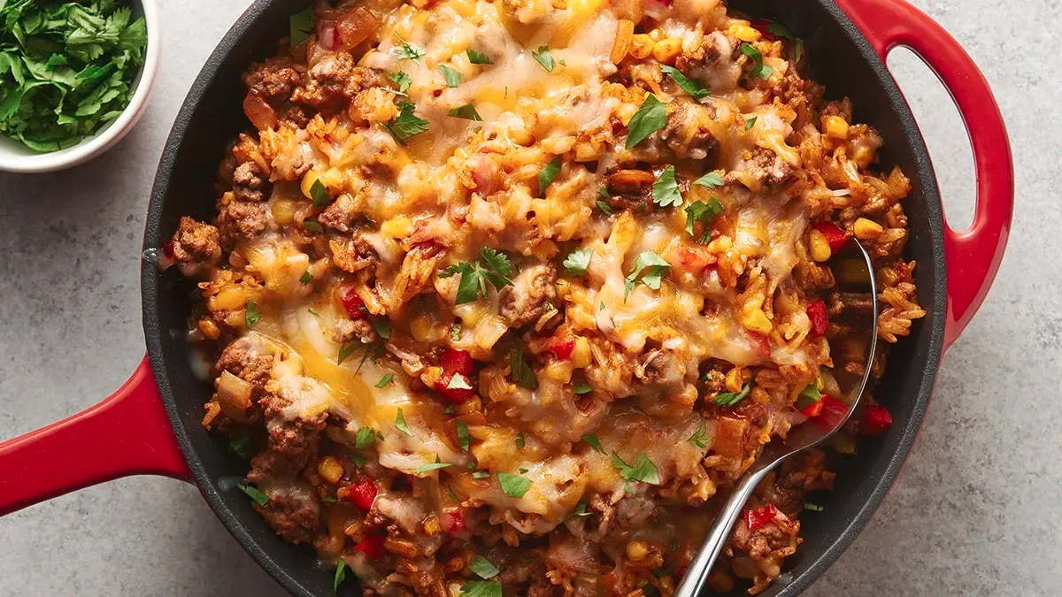 Tex-Mex Beef and Rice Skillet Recipe
