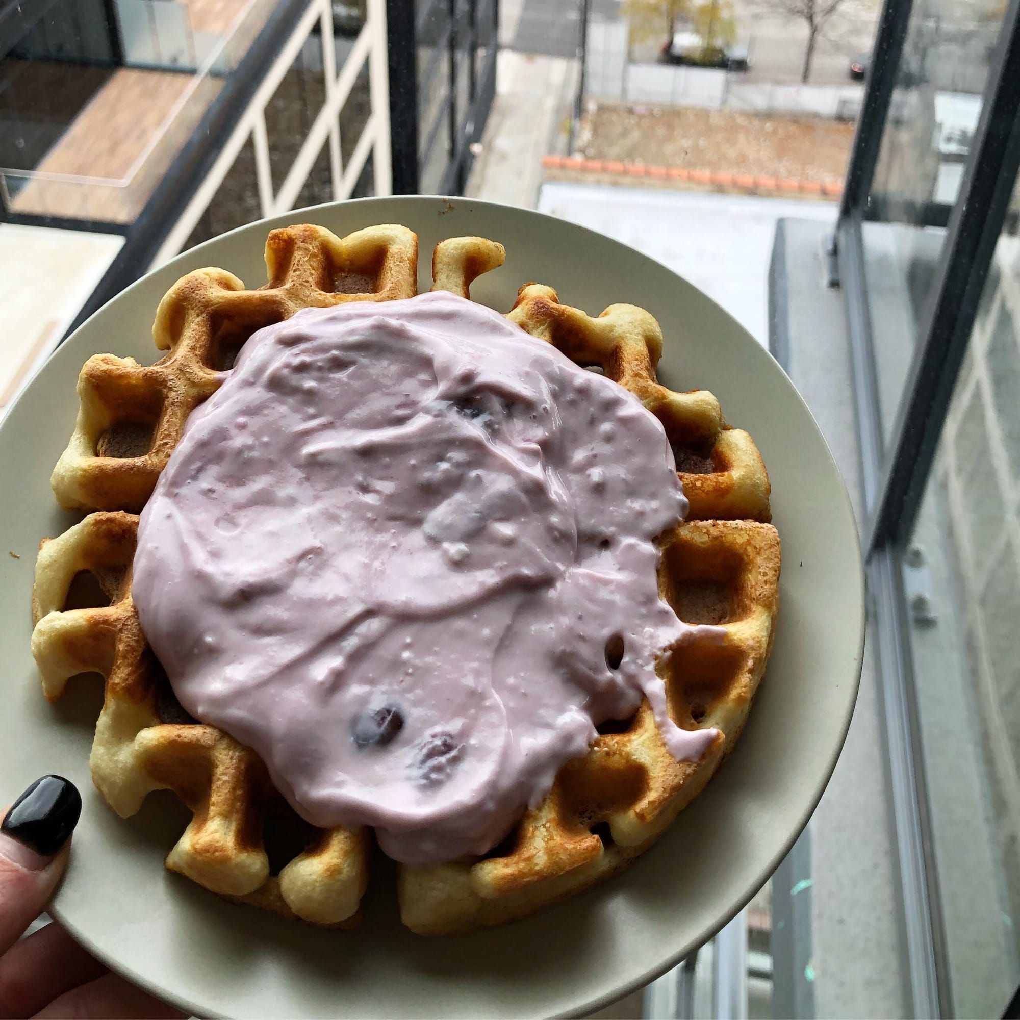 Protein Waffles with Greek Yogurt Topping