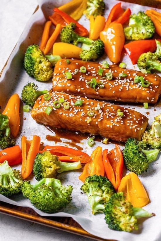 Sheet Pan Teriyaki Salmon and Vegetables Recipe