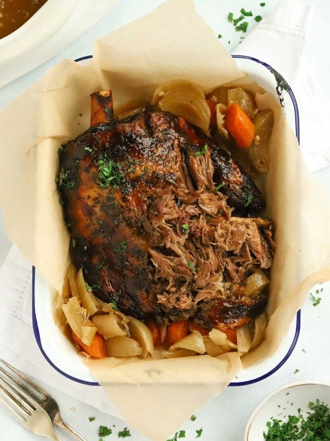 Slow-Roasted Lamb Shoulder with Mint Sauce