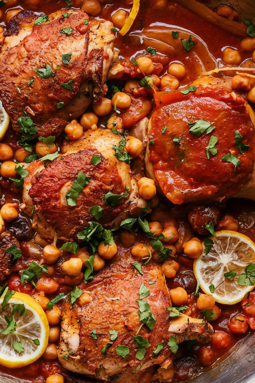 One Pan Moroccan Chicken and Chickpeas