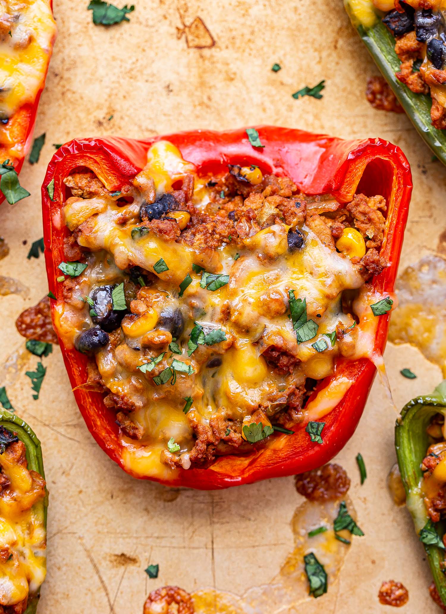 Leftover Taco Meat Stuffed Peppers Recipe