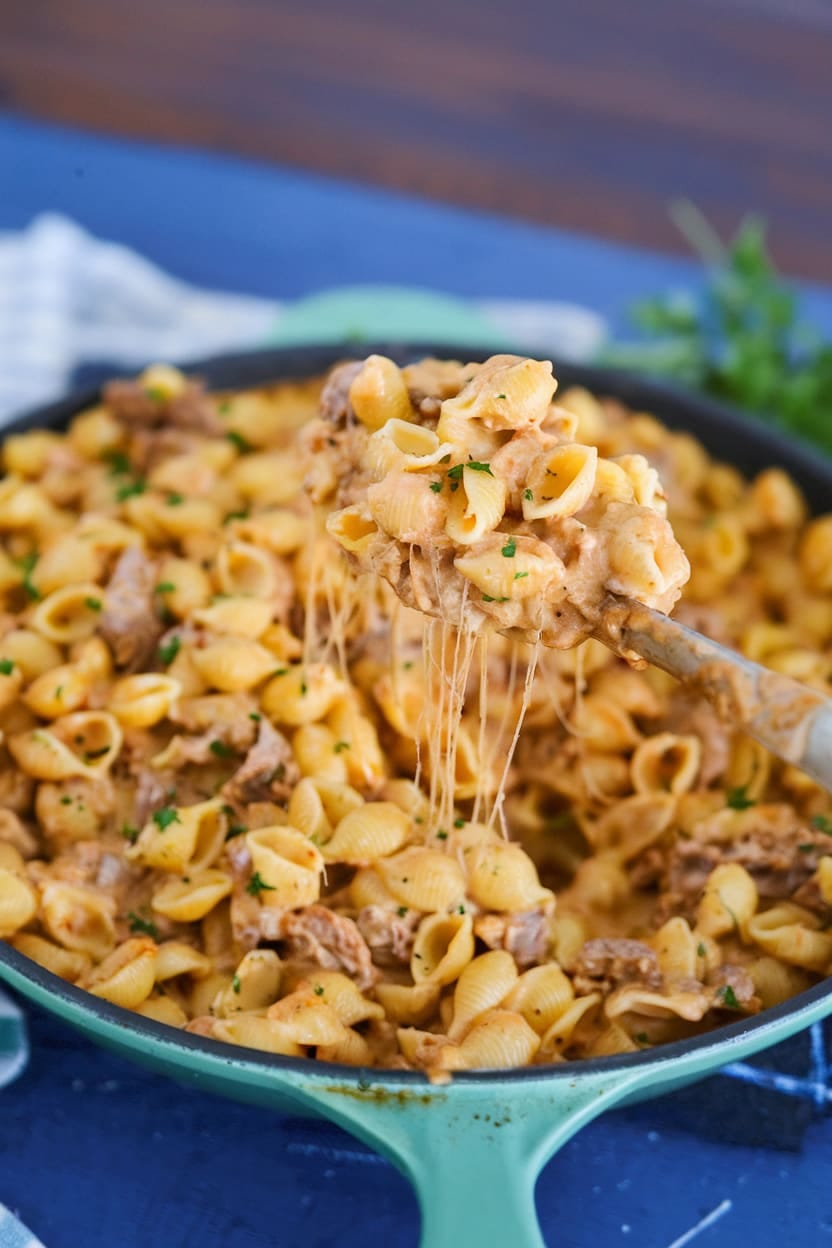 One-Pot Creamy Beef and Shells